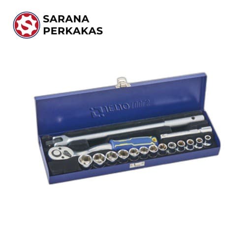 JETJO SOCKET SET 1/2 inch 17 PCS 6 PT (BESI) 1/2 inch Socket 8 mm