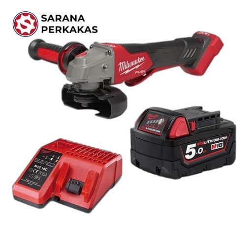 MILWAUKEE M18 FUEL 100mm Braking Variable Speed Angle Grinder with Paddle Switch Set Battery and Charger