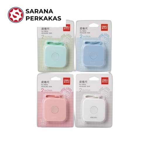 DELI METERAN 2 METER X 7MM WARNA PASTEL MEASURE TAPE SERBAGUNA (24 PCS)