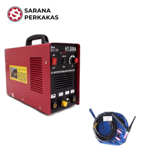 RHINO INVERTER WELLDING MMA & TIG WELDER/MESIN TRAFO LAS INVERTER HT-200A RED (220 V/1 PH)