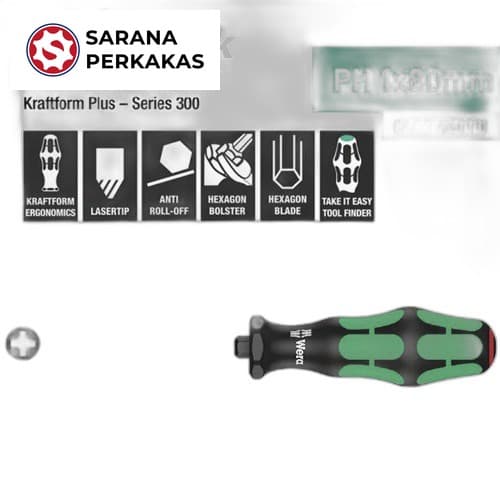 Wera Obeng Plus PH 1x80mm 05008751001 Screwdriver for Phillips Screws