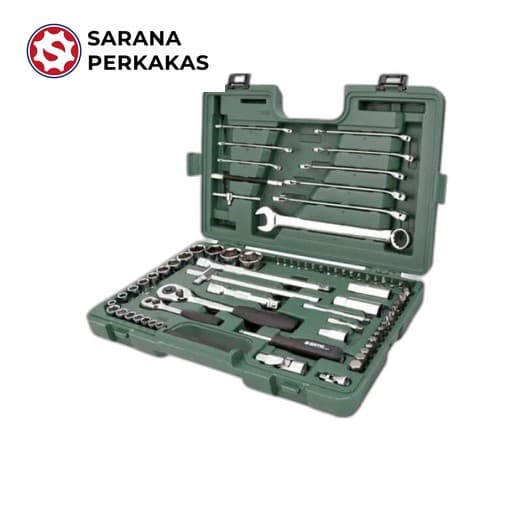SATA 76PC 1/4 INCH  AND  1/2 INCH DR 6PT METRIC SOCKET WRENCH SET