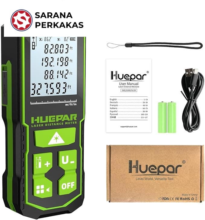 HUEPAR Meteran Digital Laser Distance Meter Jarak 120 Meter S120A