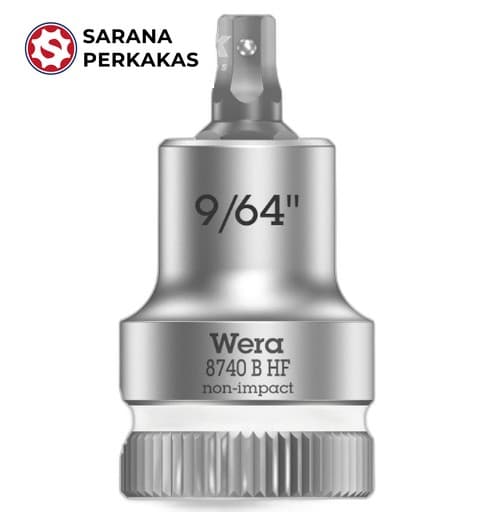 Wera Zyklop bit socket with 3/8 Inch drive holding function 8740 B HF Hex-Plus 9/64 Inch x 35 mm