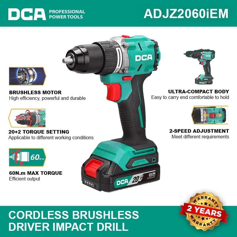 CORDLESS BRUSHLESS DRIVER IMPACT DRILL ADJZ2060iEM